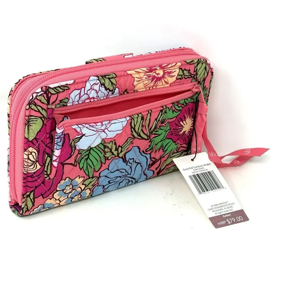 Vera Bradley Vibrant Gardenias Essential Turnlock Wallet Large EXACT NWT Floral - Picture 3 of 12